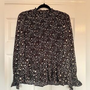 VICI - Elegant Black and White Floral Blouse